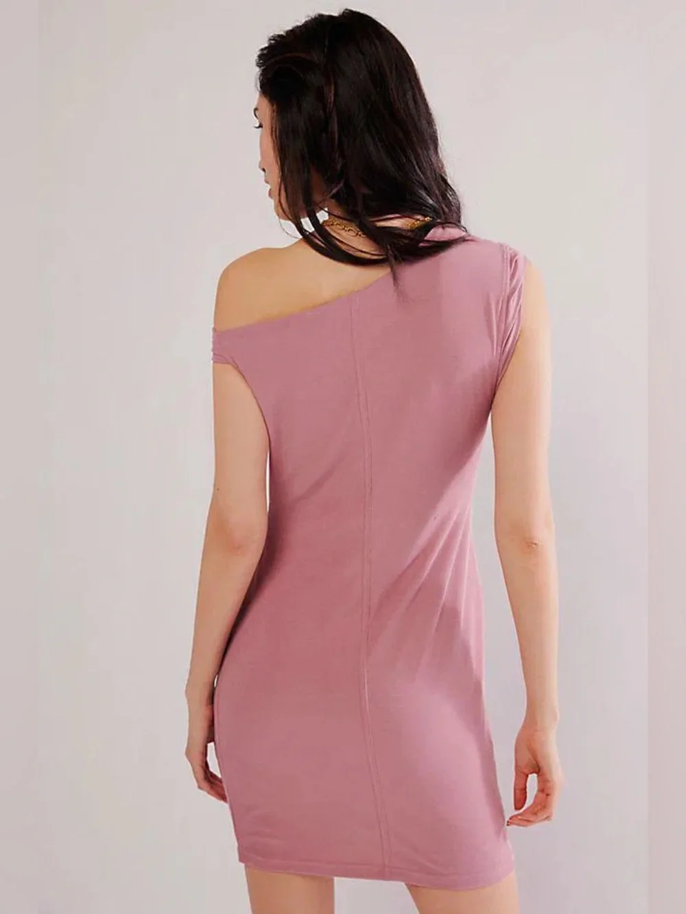 Free People Madeline Mauve Pink Ribbed Ruched Mini Dress